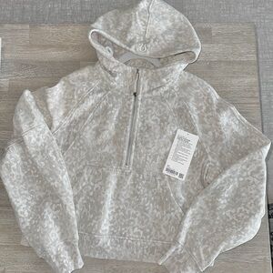 Lululemon Scuba Oversized Half Zip Hoodie Lined Leopard Size Medium/Large